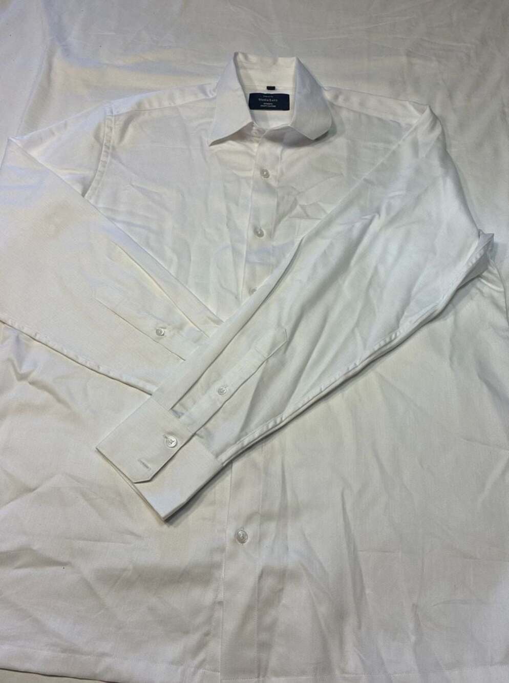 Studio Suits White Herringbone Tailored Fit Cotton Dress Shirt Size L